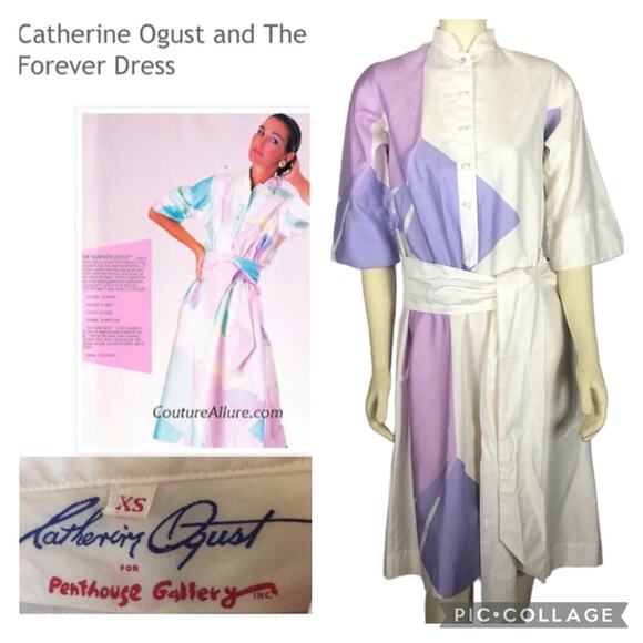 Vintage Catherine Ogust Penthouse Gallery “Forever Dress” Abstract Shirtdress XS - Picture 2 of 13